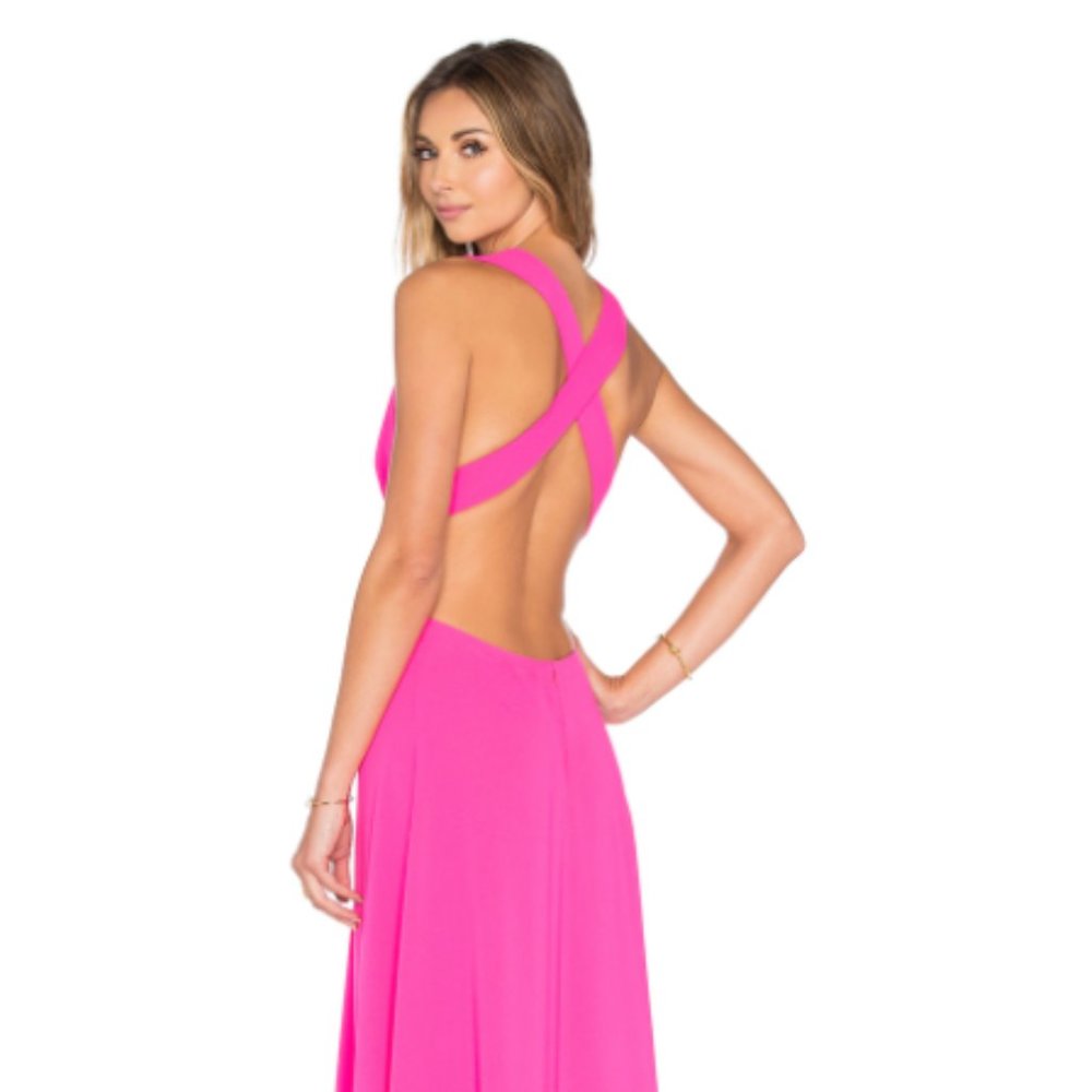 Jill Jill Stuart Hot Pink Deep V Gown
